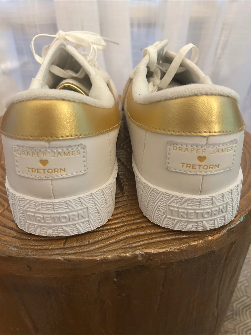 Tretorn Draper James White Sneakers with Gold Accent Lace-Up size 11